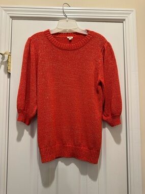 Women’s Shimmery Red Crewneck Sweater